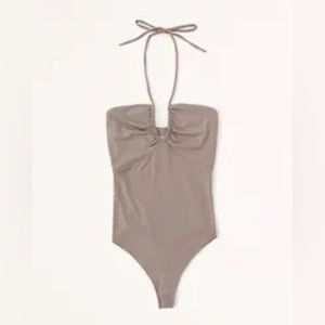 Abercrombie and Fitch Brown Taupe Ruched Bodysuit